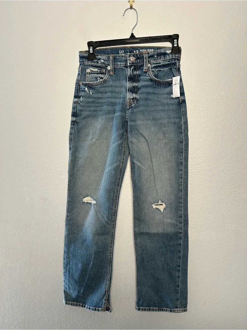 NWT GAP Kids High-Rise '90s Loose Jeans - Denim Blue Size 12 adjustable waist